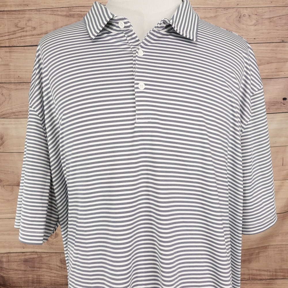 Jos. A. Bank Traveler Polo Shirt Mens Big 4XL White Striped Stretch Jersey Golf